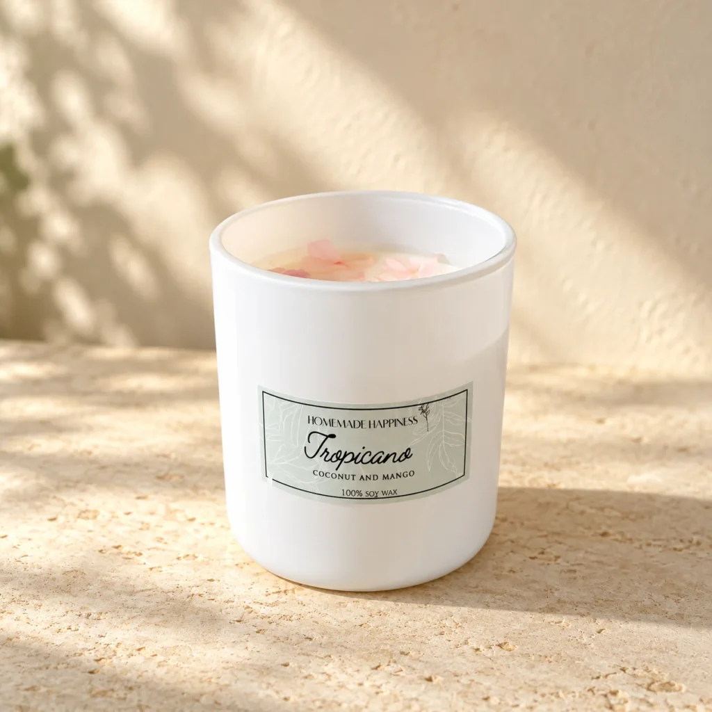 Tropicano candle on pale stone